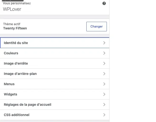 Personnalisation de WordPress – Menu rapide