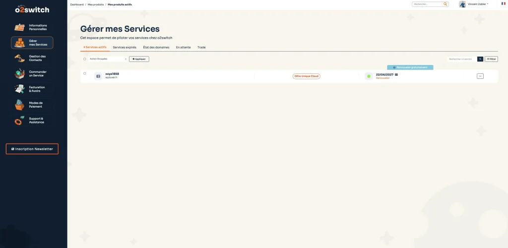1 connectez vous à votre interface o2 switch
