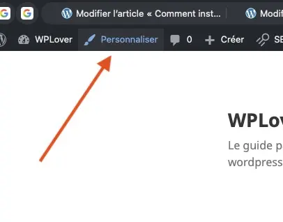 1b changez le favicon, en passant par le menu personnalisation