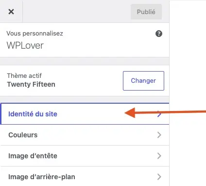 2b rendez vous sur l'onglet identité du site