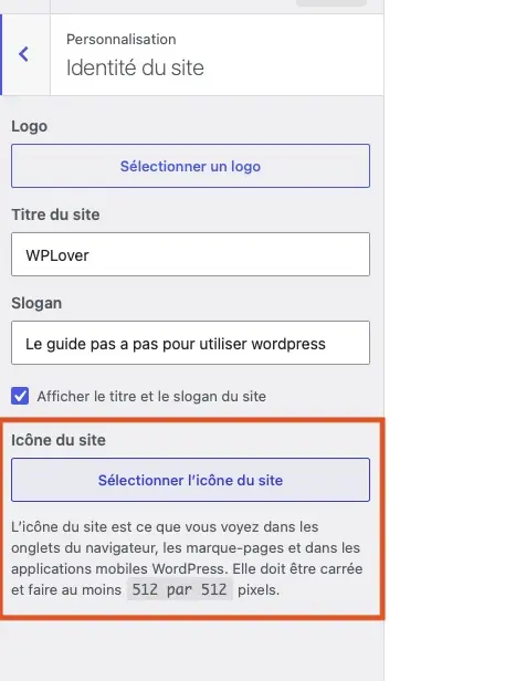 3b sélectionnez l'icône du site