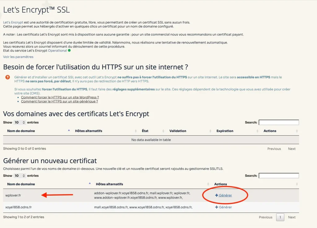 4 générez lets encrypt pour votre nom de domaine