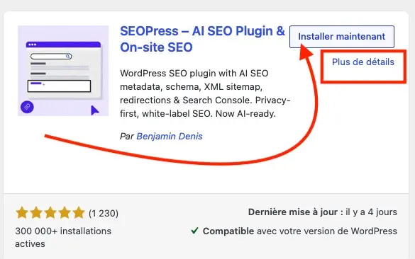 4 installer l'extension ou visualiser les détails
